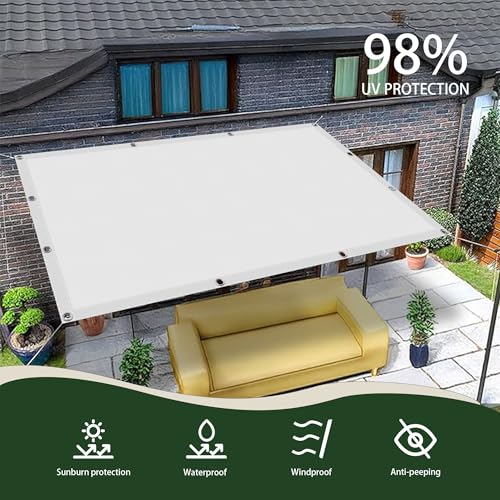 Toile ombrage imperméable auvent rectangulaire 2x5m blanc extérieur