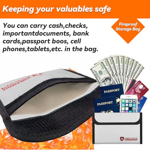 Miniatura 4 de 2 Bolsas Ignífugas Para Documentos, 20.5 X 12,5 Cm, Impermeable E Ignífuga, Para Documentos, Dinero, Pasaporte, Archivos Bancarios Y Dinero En Efectivo