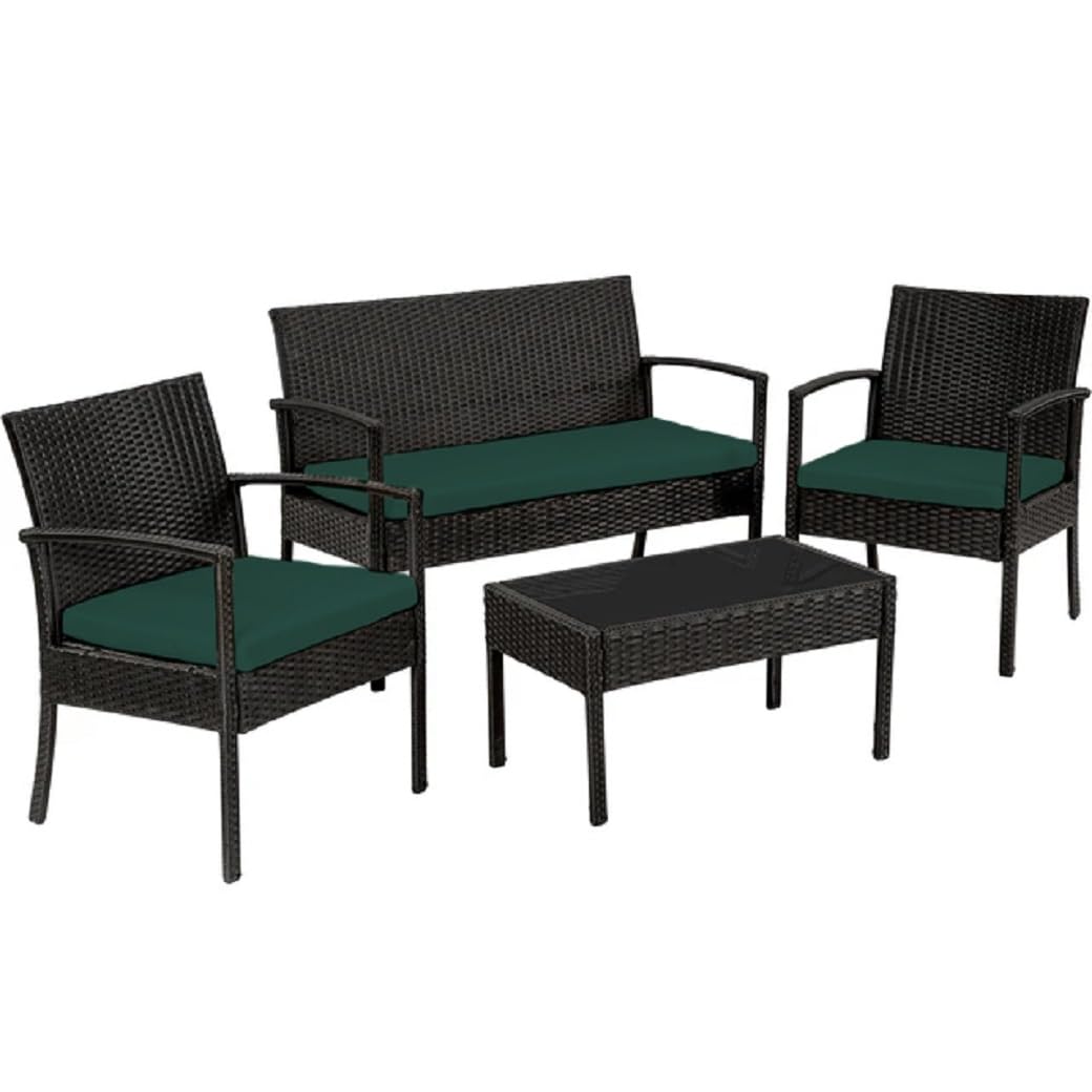 A ATH COLLECTION 3 Pic Replacement Rattan Furniture Seat Cushion Set Waterproof Outdoor Garden Rattan Sofa Comfy Cushions Patio Padding Lightweight and Durable (Green)