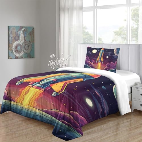 Housse de couette fusée 3D de qualité supérieure en microfibre lit simple
