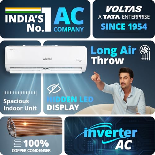 Image of Voltas 1 ton 3 Star Split AC|Auto Clean|Sleep mode (123INV VECTRA EMERALD)