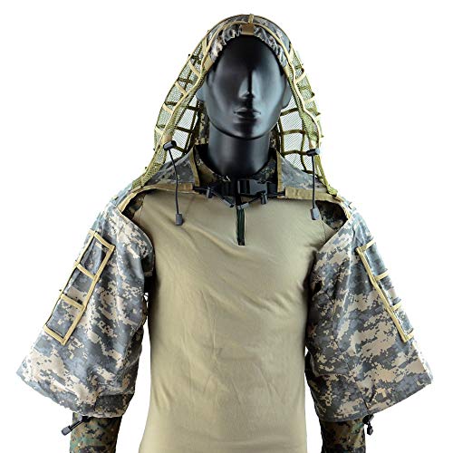 LytHarvest Sniper Ghillie Suit Foundation, Ripstop, Camouflage Tactical Ghillie Hood (ACU)