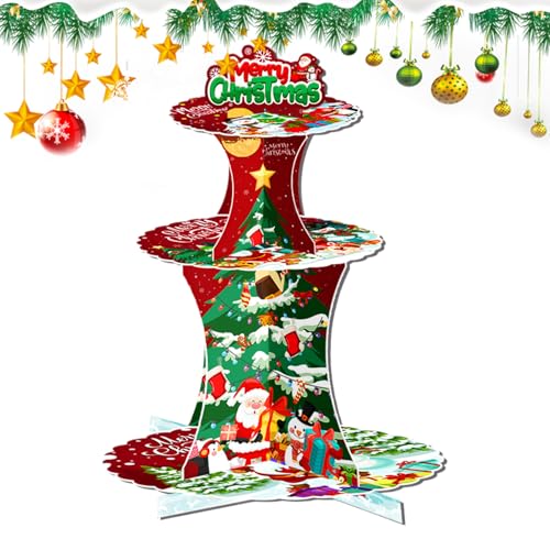 Mihauuke ペーパーケーキスタンド,3段 クリスマス ケーキスタンド ディスプレイ ラック | ラック ホームパーティー 誕生日 祝祭日 イベント用デザートスタンド - 集会や休日や祭りや祝いや家庭パーティーや食事や誕生日イベント用