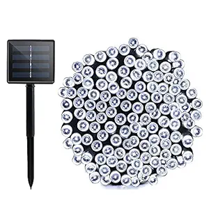Komoon Solar String Lights 72 Ft 22 Meter 200 LED Solar Powered Fairy Christmas Lights for Outdoor Gardens Homes Party Lawn Patio Xmas Tree Waterproof (White)