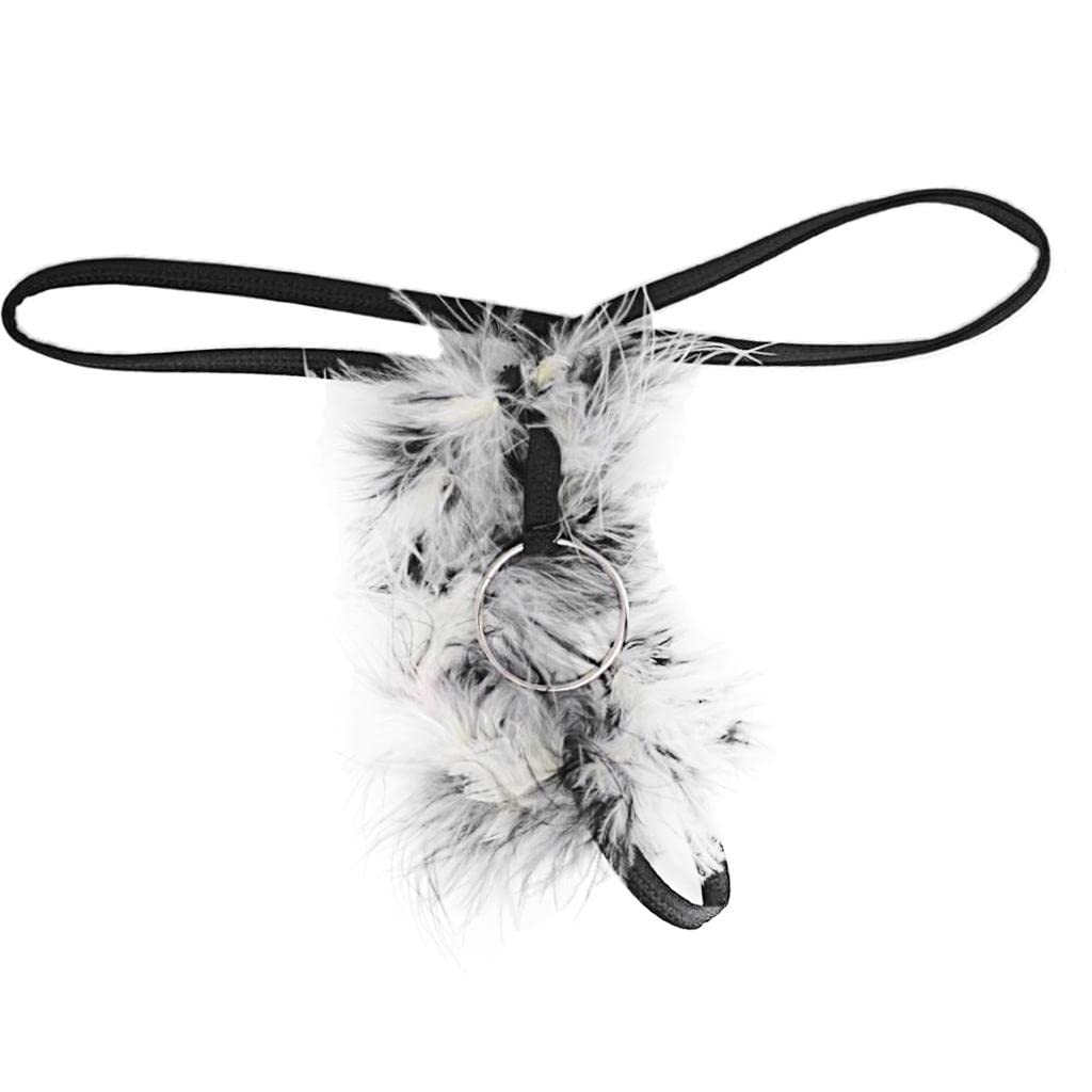 Men Sexy Plush T-Back O Ring Underwear Low-rise G-String Thong Briefs White-image-43