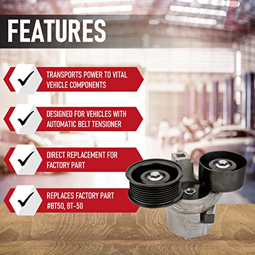 Automatic Serpentine Belt Tensioner Pulley Assembly - Replaces Bt50, Bt-50 - Compatible With Ford Vehicles - 1997-2003 - E-350 Club Wagon, Econoline, Excursion, F-250 Super Duty - 7.3L V8 Diesel #TOP1