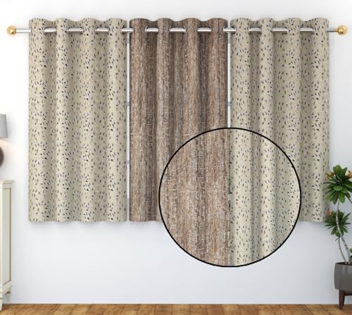 Image of FRESH FROM LOOM Floral Grommet Window Blackout Curtains 5 Feet Long,High Tenacity Yarn Polyester Weaved,Premium Screens for Home Office,Prada for Living Room Bedroom,Dust Repellent(Set of 3,Coffee)