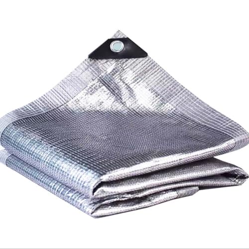 Malla de Sombreo 99% Aluminet Reflectante, Pantalla Térmica con Ojales para Coche Mascotas e Invernadero, Red de Aluminio Anti-UV Transpirable(1.5x2.0m/5x6.6ft)