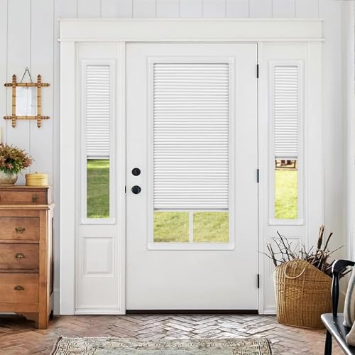 ACMEART Blackout Door Blinds W 21 x H 63 inch Privacy Thermal Insulated Hidden Door Window Blinds Cellular Shades for French Door Front Door (White)