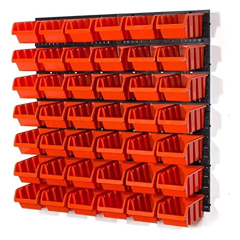 Set of 42 M size IN-Box storage bins and wall mounted louvre Cover