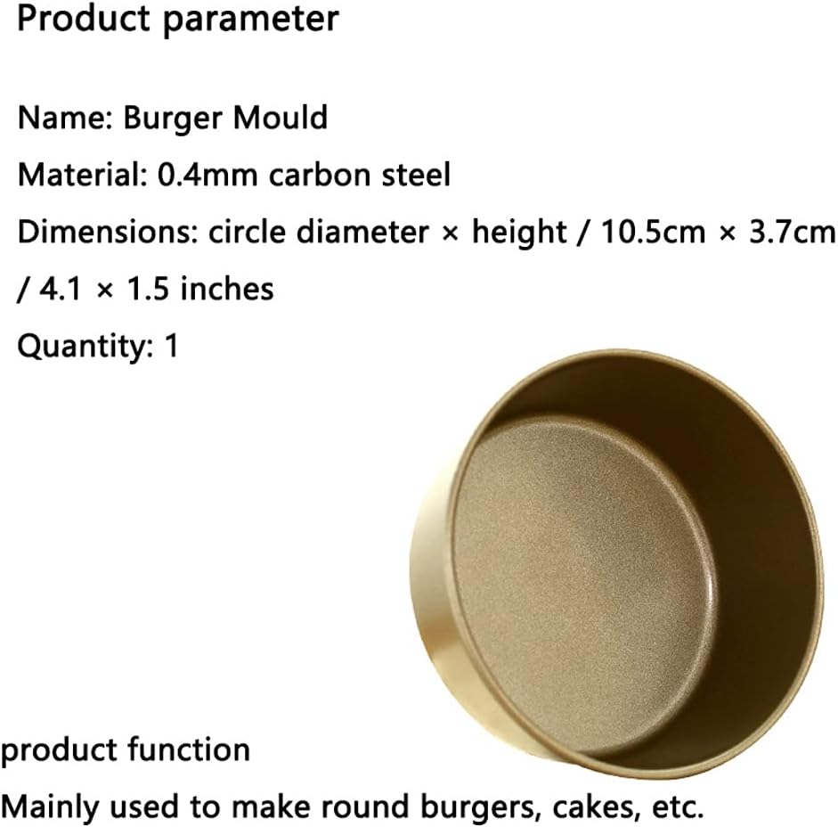 Round Metal Baking Mold,set Fixed Bottom Non Stick Cake Baking Supplies,for Egg Tart Hamburger Bun Oven Kitchen Bakery Molds (Color : Gold, Size : 5 pieces4.1×1.5inch)