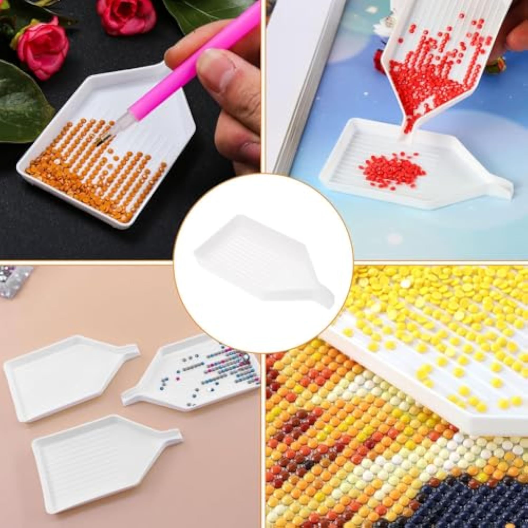 12 Pcs Plastic Reusable Bead Sorting Trays for Crafts
