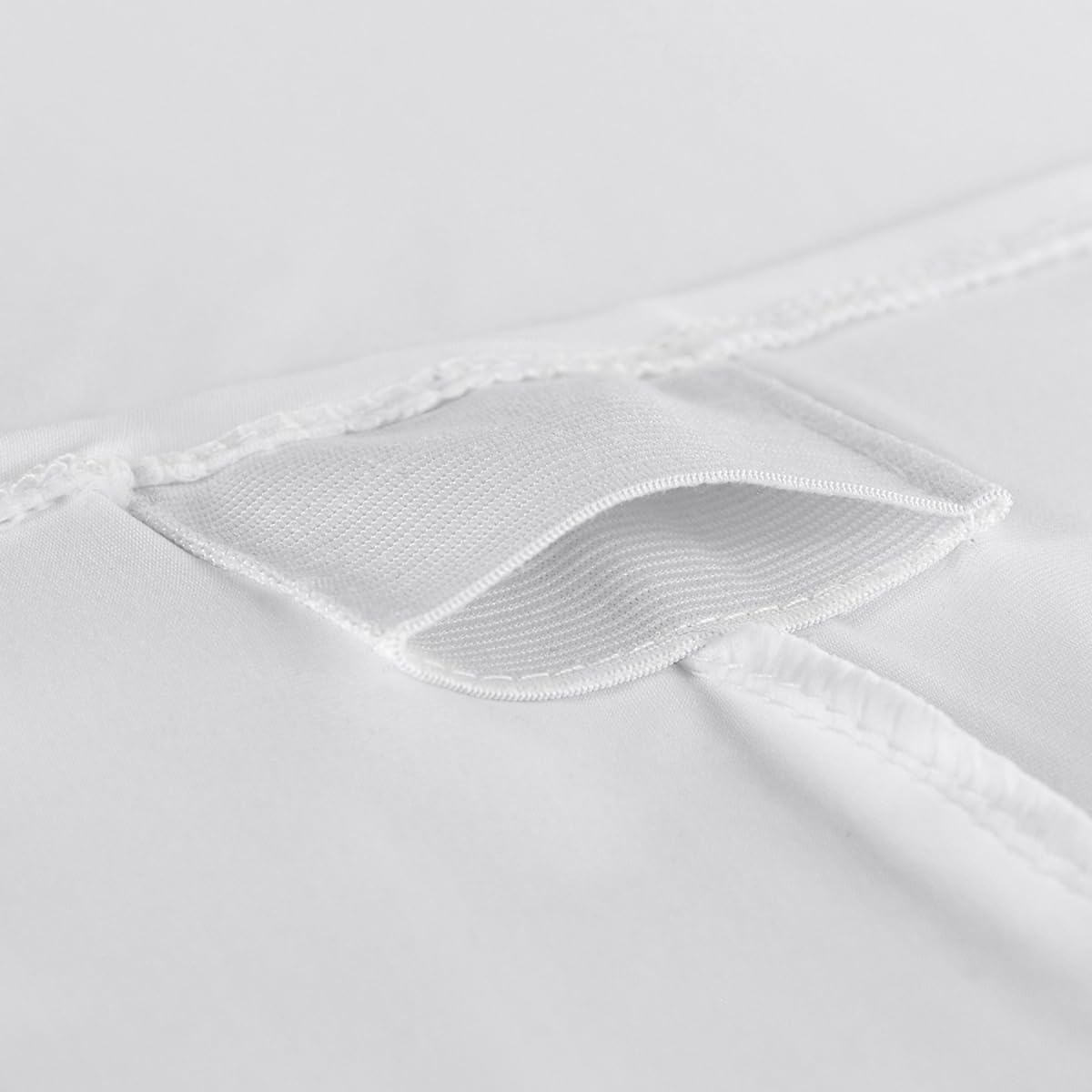 Paquete de 2 manteles de elastano blanco de 8 pies para mesa rectangular, eventos, bodas, banquetes y fiestas