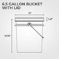 Vista 2 de Balde de cubo blanco de 6.5 galones con tapa Grado alimenticio Extra duradero de 90 MIL Asas de metal con empuñadura de plástico para fácil