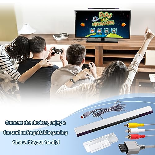 Image of 2 in 1 Wii Sensor Bar + Wii Composite Audio Video Cable, Wii AV Cables and Wired Motion Sensor Bar, Wii Replacement Cables Set Compatible with Wii Console