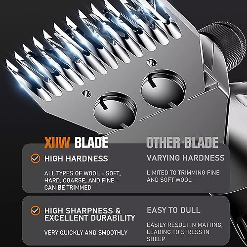 XIIW Sheep Shears 550W, Professional Electric Sheep Clippers, 6 Speeds Farm Livestock Grooming Kit with 2 Sets of Blades, Heavy Duty Goat Clippers for Goats Sheep Cattle Thick Hair Dog Horse Animals - Thumbnail 5