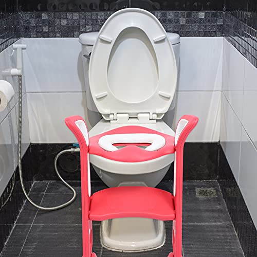 BESPORTBLE Potty Training Seat Step Kruk Ladder Peuters Zacht Gewatteerde Potty Training Toilet Seat Kids Toilet… - Afbeelding 5