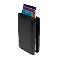 Carteira Masculina Proteção RFID Porta Cartões Slim do Futuro CNH Notas ML03 Exclusivo (Preta Couro)