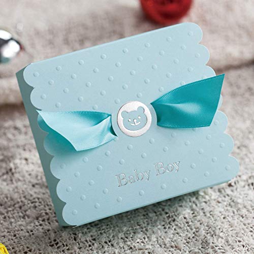 WISHMADE 50pcs bleu mignon ours bébé douche faveurs avec bébé garçon boîtes à bonbons pour mariage enfants anniversaire invités fête d'anniversaire accessoires cadeau doux (bleu) thumbnail