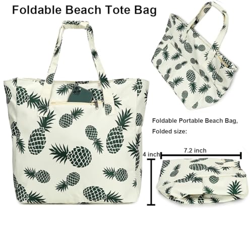 Image of LEDAOU Large Beach Bag Women Waterproof Sandproof Zipper Beach Tote Pool Bag for Swim Gym Grocery Travel with Wet Pocket