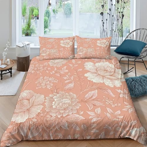 Linge de lit floral retro microfibre respirante housse couette imprimée 140x200