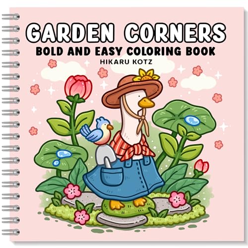 Garden Corners: Bold and Easy Coloring Book for Adults and