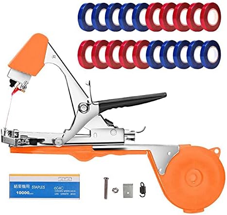 Plant Tying Machine Tomato Tape Tool Fruit Twine Tool with 21 Rolls of Tape and 1 Box of Staple for Garden Vegetable Grape Cucumber Pepper