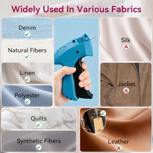 Image of AISOSO Handheld Tagging Gun for Clothes, with 3000 Fasteners, Blue | Includes 0.5mm Needle Quick Clothing Fixer, 1500pcs Each in Black & White, for Securing Cuffs, Collars, Tags