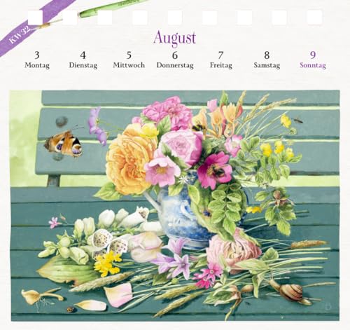 Kalender mit 53 Postkarten: 2026 - Blick in den Garten: Dekorativer Tischaufsteller mit Wochenkalendarium und illustrierten Postkarten mit Perforation ... Hochwertige Ausstattung (Postkartenkalender)