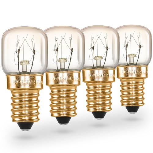 POPPSTAR Ampoule de four E14 40W résistante à la chaleur jusqu'à 300 degrés (2700K blanc chaud, 430lm, 45x75mm), pack de 4