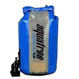 Aquafree アウトドア防水バッグ 6L ブルー 密封防水 円筒型 透明グリッド素材