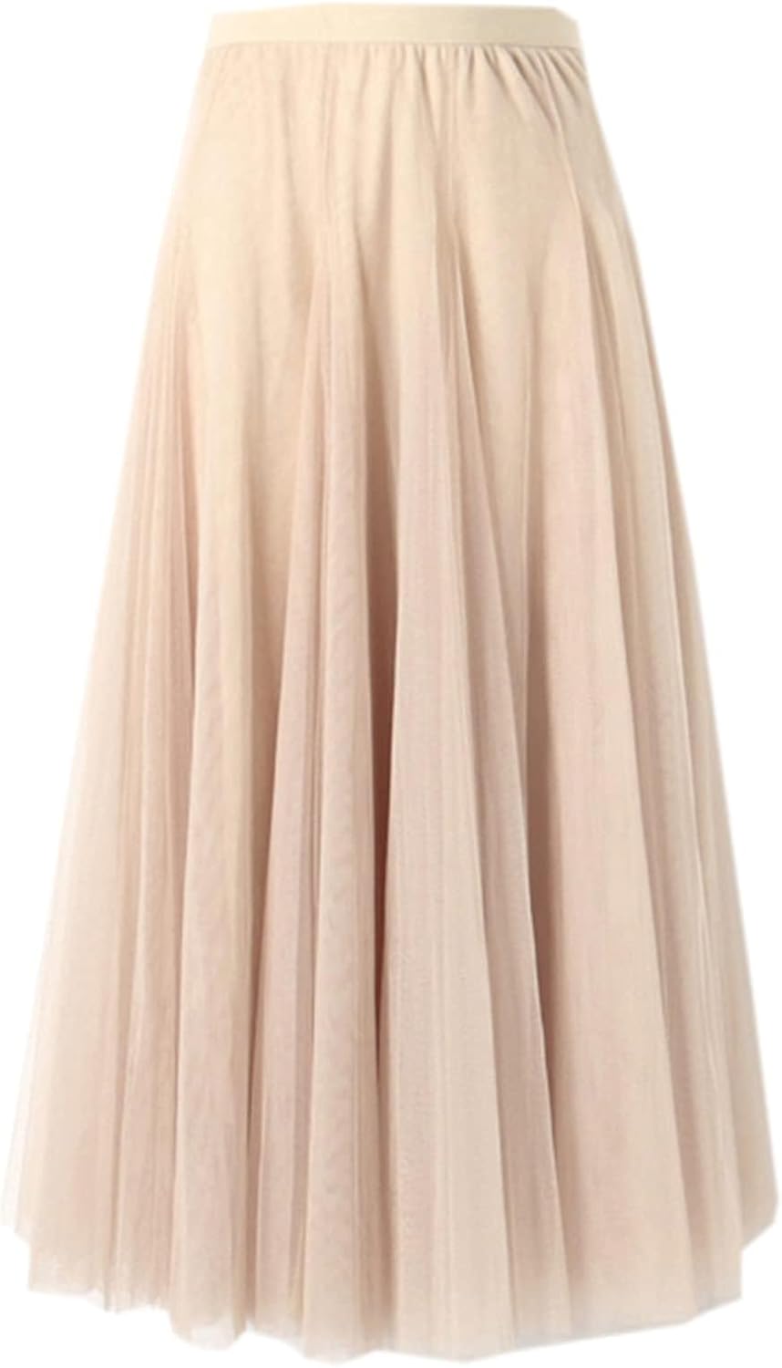 SANGTREE Women's Tutu Tulle A-Line Layered Mesh Midi Skirt, US XS - US 2XL Large Apricot