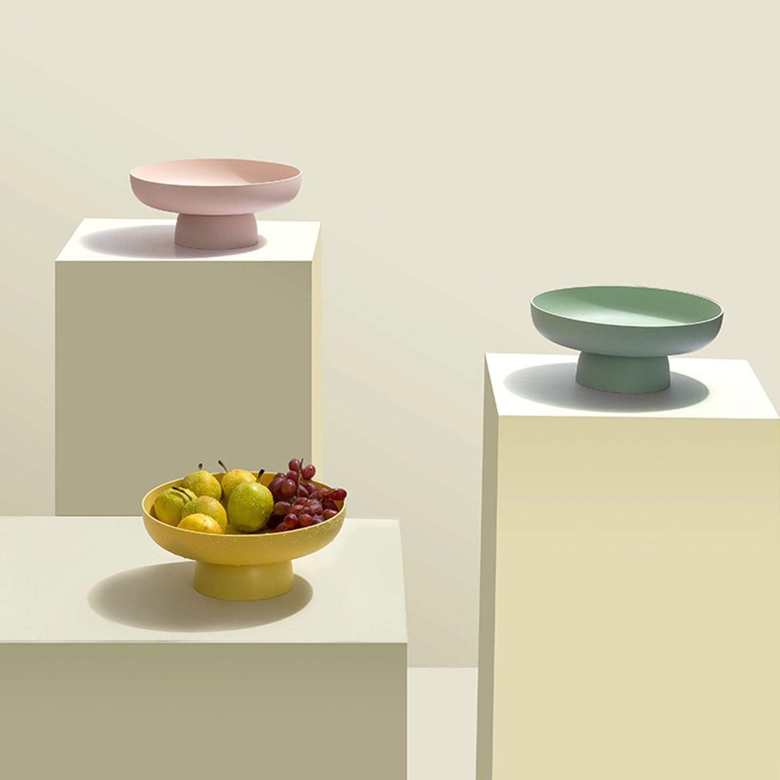 Fruitschaal met hoge basis, snackopbergbak met basis, displayschaal voor fruit, dessert, displaystandaard, snoepbord, voedselopslag (groen