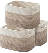 BDZBREN 3 Pack Storage Basket, Cotton Rope Woven Basket With Handles for Shelf, Pet Toy, Book, Cl...