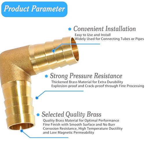 Msaeiqun Brass Hose Barb,90 Degree L Right Angle Elbow Fitting 3/16 Inch (5Mm) Barb Splicer Mender Air Hose Repair Kit For Gas/Fuel/Air (Pack Of 3) (Elbow thumb #2