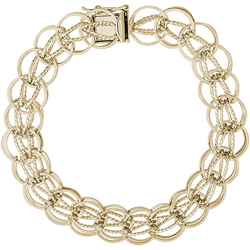 Rembrandt Charms Round Fancy Link Classic Classic Charm Bracelet With 10K Yellow Gold Bracelet - 8 In #TOP5