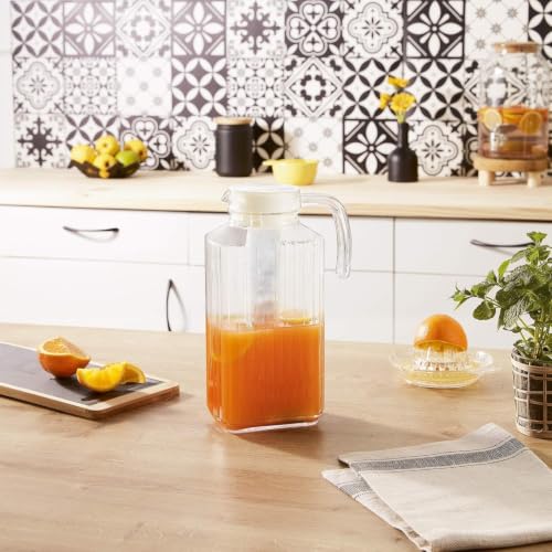 Image of Martvia Premium Juice and Water Glass Pitcher jug with Lid 2 Liter Romantic Style jugs with Handle Pitcher for Serve Water, Milk Juice, Lassi, Cocktail, Ideal for Gift Beverage Carafes (NP - 24)