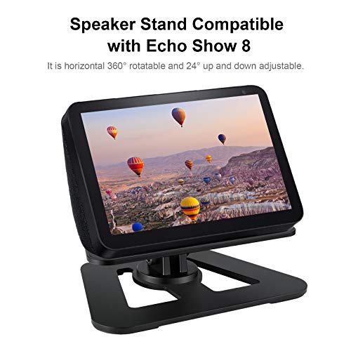 Fesjoy Soporte de altavoz compatible con Echo Show 8 Smart Speaker Soporte de Aleación de Aluminio Compatible con Echo Show 8 Horizontal 360 Grados de Rotación de 24 Grados de Inclinación