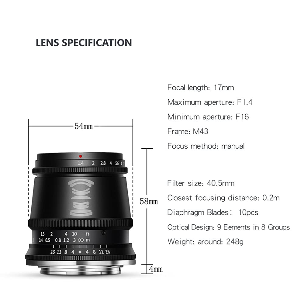 Amazon.co.jp: TTartisan 17mm F1.4 広角レンズ MFT M4/3 マウント