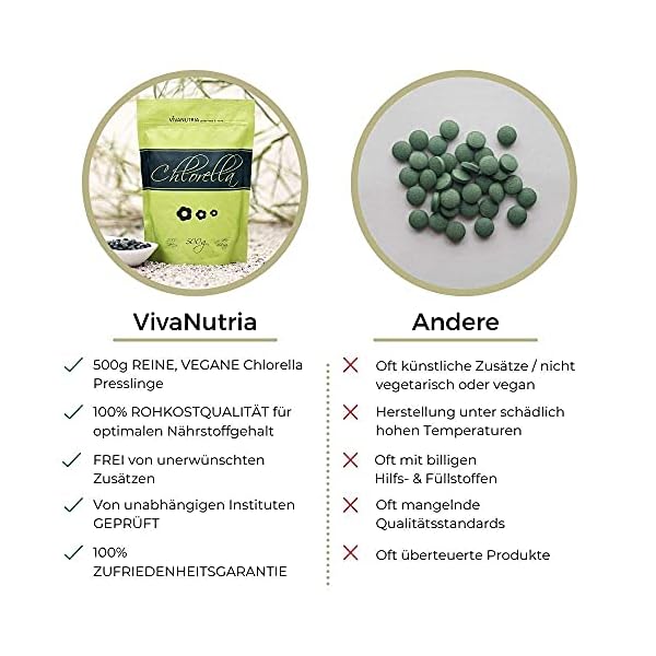 VivaNutria Chlorella Presslinge 500g | aus kontrolliertem Anbau I 2000 Chlorella Tabletten ohne Zusätze - rein… – Bild 4
