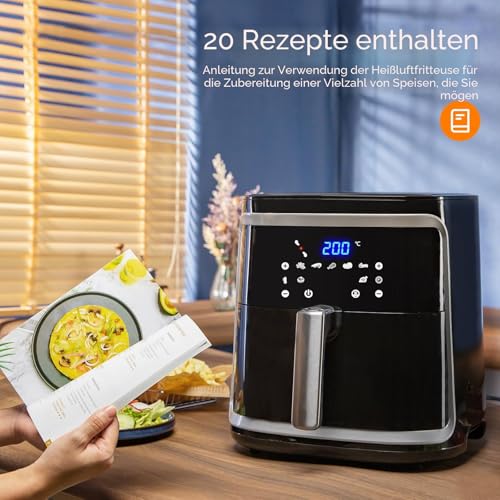 Foto von Aigostar Heißluftfritteuse 7L XXL Abnehmbarer Griff für Korb und Topf