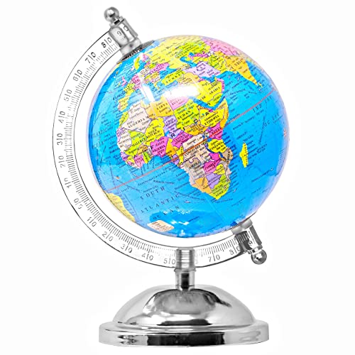 Zest 4 Toyz Educational Globe - 7 Inches Height Metal Base with India Political Map (70 x 100 cm) - Home and Office Decor World Globe Gift Item Show Piece