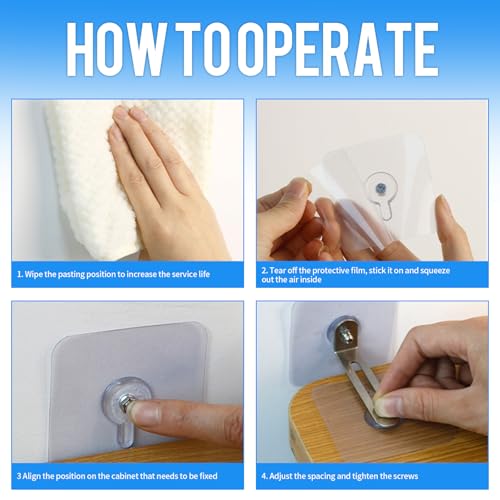 10 Paare Kippsicherung Möbel Set, Kippschutz Schrank Möbelanker Ohne Bohren Wandanker Regal Wandbefestigung Abnehmbar Anti Kipp Halter für Kommode Belastbarkeit Haustiere