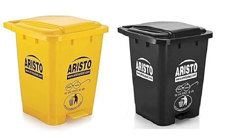 Aristo Plastic Pedal Garbage Waste Dustbin 45 LTR (Yellow + Black ) Combo