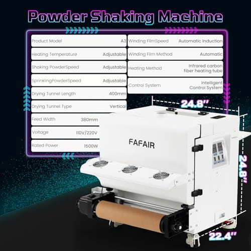 Image of FAFAIR A3 DTF Printer with Powder Shaker, High-Speed XP600 Printhead, DTF Transfer Machine with White Ink Mixing System & Automatic Clean (Printer+Software+Shaker)