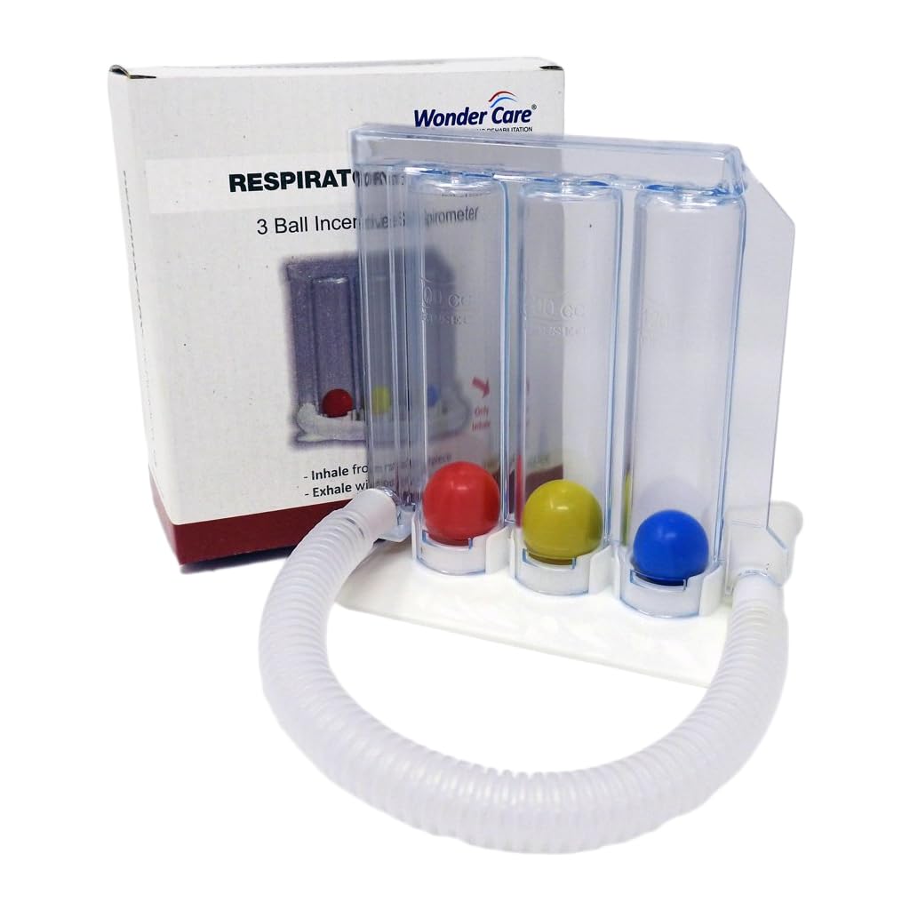 Deep Breathing Lung Exerciser - Inspirometer - Washable & Hygienic for Adults, White, Pack of 1.