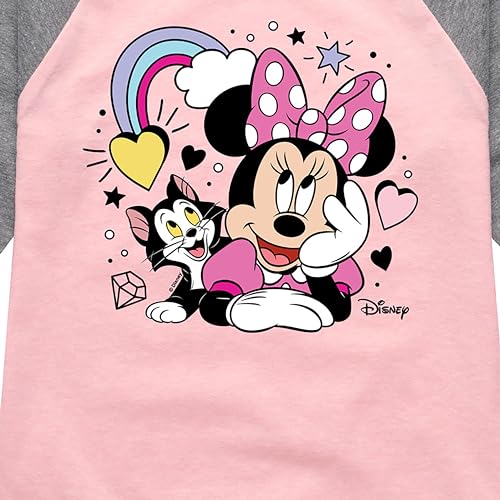 Disney Jr - Minnie with Figaro - Toddler & Youth Girls Raglan Graphic T-Shirt3
