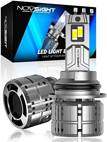 9007 LED Headlight Bulbs 40000LM, NOVSIGHT 2022 Upgrade 900% Brighter 6500K Cool White 9007/HB5 LED Headlights High and Low Beam Conversion Kit 200W Super Bright LED Bulb Hi/Lo, Halogen Replacement
