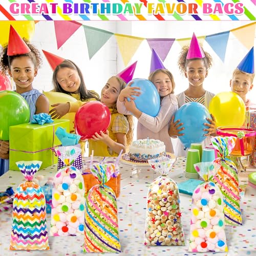 100 Pcs Easter Rainbow Cellophane Bags
