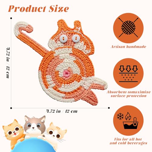 Dessous de verre chat tissé isolant et absorbant pour protection de table - 7